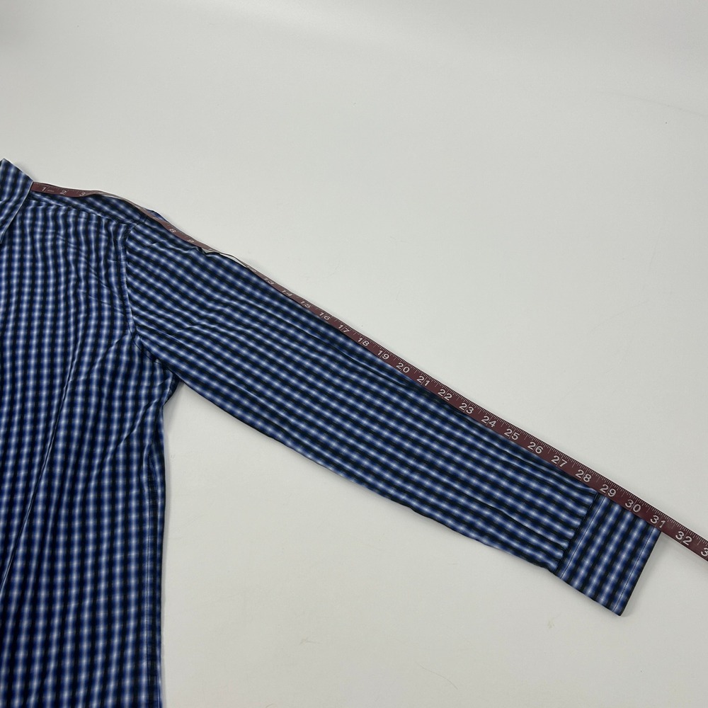 Armani Exchange Shirt Mens Medium Blue Ombre Plaid Long Sleeve Slim Fit A/X - Picture 11 of 12